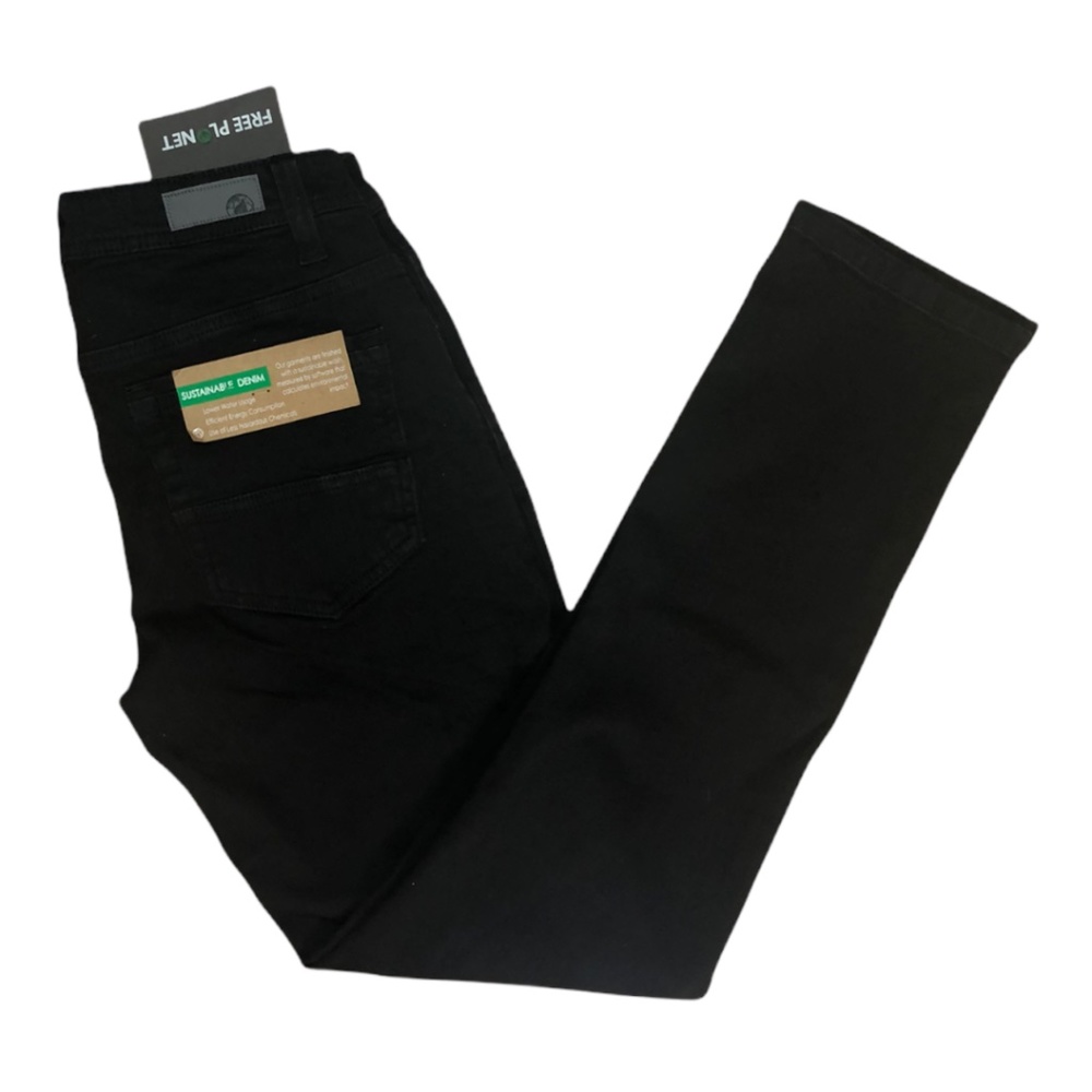 Free Planet Men's Jeans Black Stretch Slim Fit 99% BCI Cotton Sustainable Denim